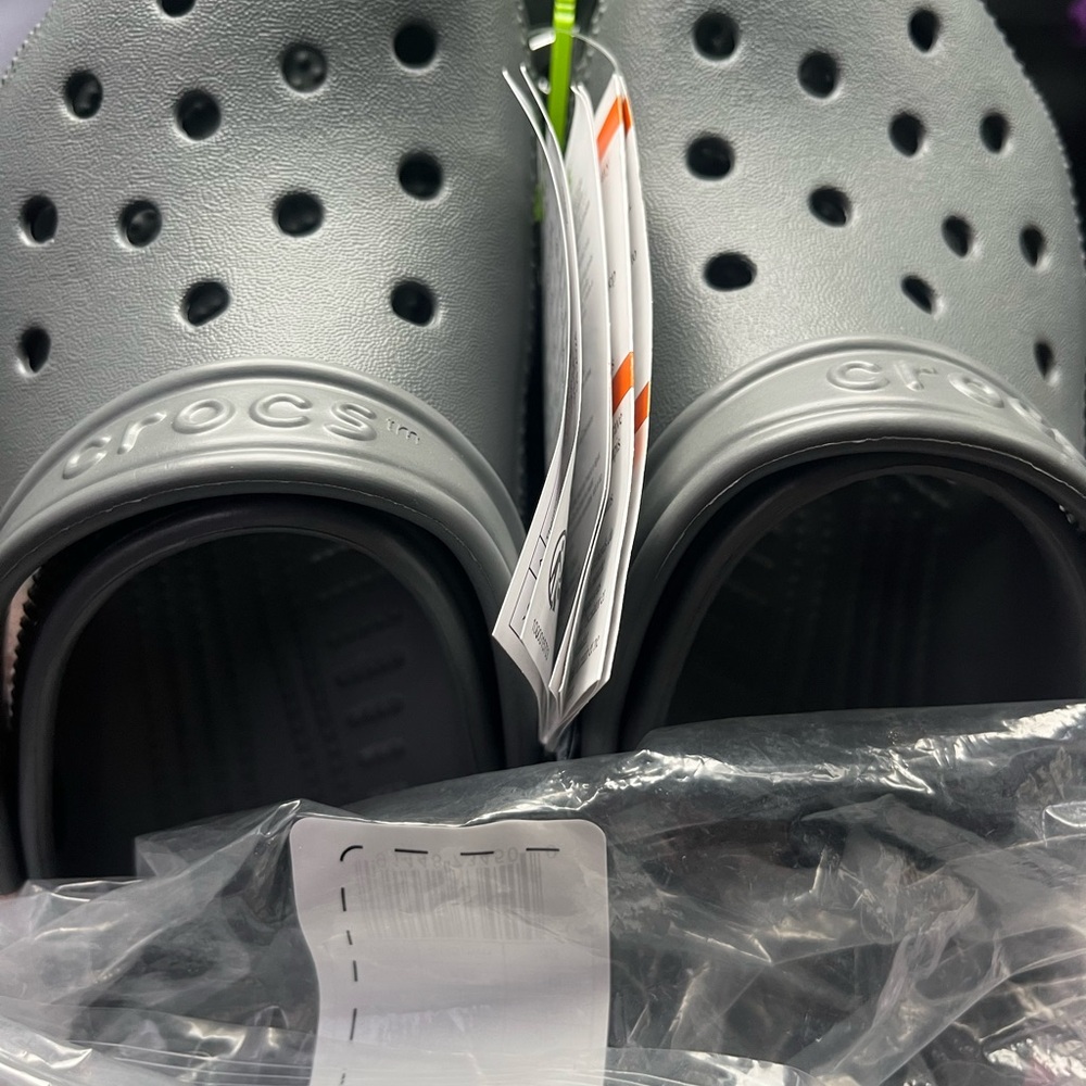 CROCS Gray Water Shoes with Ventilation Holes and Heel Strap